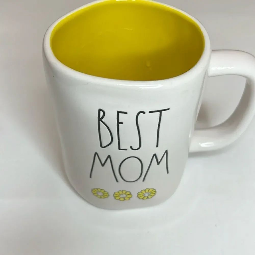 Rae Dunn Mug Best Mom Artesian Collection By Magenta 2 1/2 Cups Floral Yellow